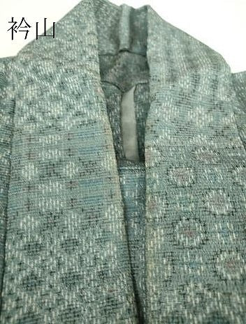 平和屋着物▽本塩沢 単衣 幾何学文様 正絹 逸品 DAAX3044az
