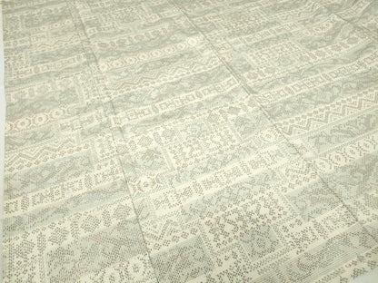 平和屋着物▽上質な紬 単衣 横段文 正絹 逸品 DAAX3047az