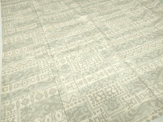 平和屋着物▽上質な紬 単衣 横段文 正絹 逸品 DAAX3047az