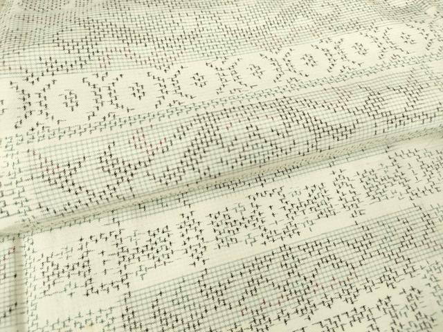 平和屋着物▽上質な紬 単衣 横段文 正絹 逸品 DAAX3047az