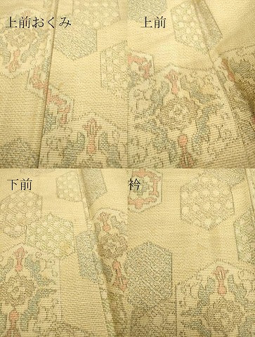 平和屋着物▽上質な紬 単衣 亀甲花文 正絹 逸品 DAAX3056az