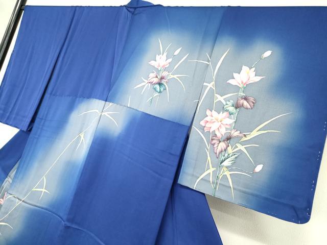平和屋着物▽訪問着 単衣 作家物 草花文 暈し染め 正絹 逸品 DAAX3059az