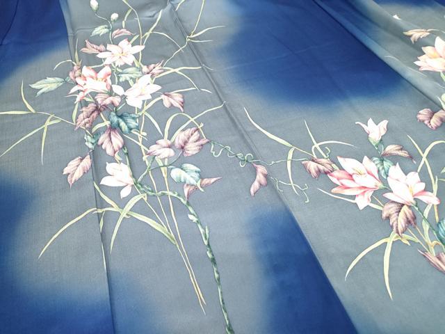 平和屋着物▽訪問着 単衣 作家物 草花文 暈し染め 正絹 逸品 DAAX3059az