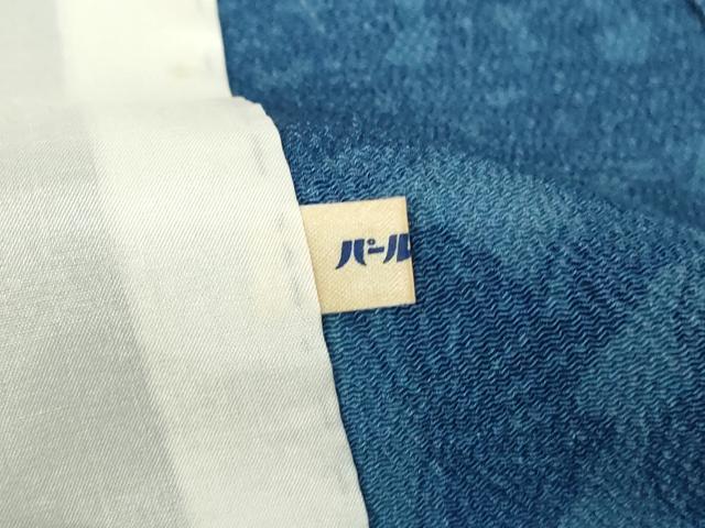 平和屋着物▽本藍 型絵染 小紋 単衣 雲取り舞蝶文 鬼しぼ縮緬 正絹 逸品 DAAX3063az