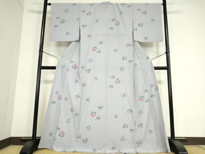 平和屋着物▽小紋 単衣 草花文 洗える着物 DAAX3065az