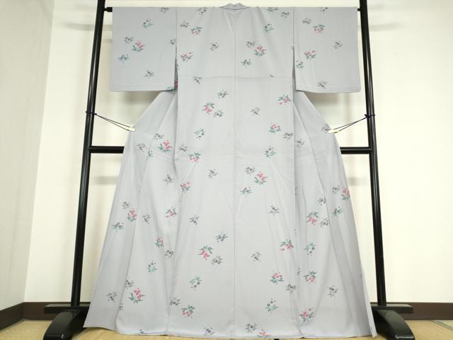 平和屋着物▽小紋 単衣 草花文 洗える着物 DAAX3065az
