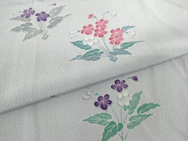 平和屋着物▽小紋 単衣 草花文 洗える着物 DAAX3065az