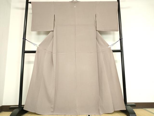 平和屋着物▽上質な色無地 単衣 縞地紋 梅鼠色 正絹 逸品 DAAX3068az