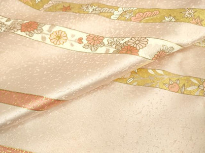 平和屋着物▽銀座きしや　訪問着　単衣　駒刺繍　蔓帯花文　金彩　正絹　逸品　DAAX3069az
