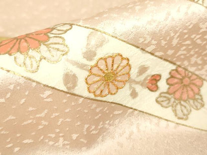 平和屋着物▽銀座きしや　訪問着　単衣　駒刺繍　蔓帯花文　金彩　正絹　逸品　DAAX3069az