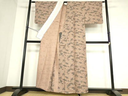 平和屋着物▽上質な小紋　単衣　型染　流水花文　正絹　逸品　未使用　DAAX3071az