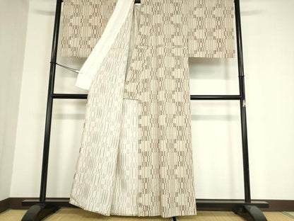 平和屋着物▽上質な小紋 単衣 変わり市松 正絹 逸品 DAAX3072az