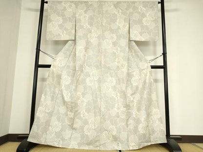 平和屋着物▽上質な紬 単衣 雪輪花文 正絹 逸品 DAAX3077az