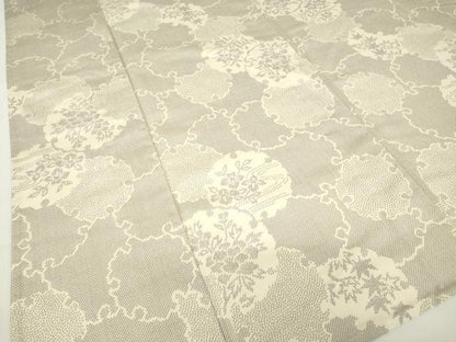 平和屋着物▽上質な紬 単衣 雪輪花文 正絹 逸品 DAAX3077az