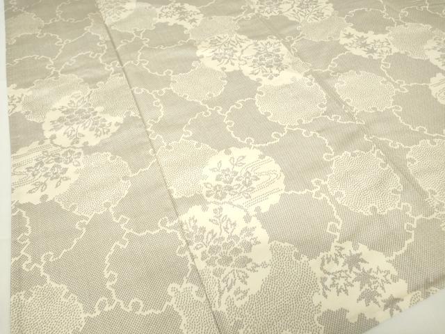 平和屋着物▽上質な紬 単衣 雪輪花文 正絹 逸品 DAAX3077az