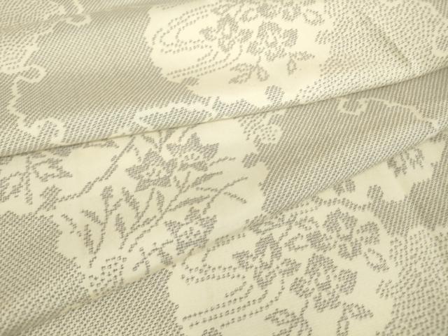 平和屋着物▽上質な紬 単衣 雪輪花文 正絹 逸品 DAAX3077az