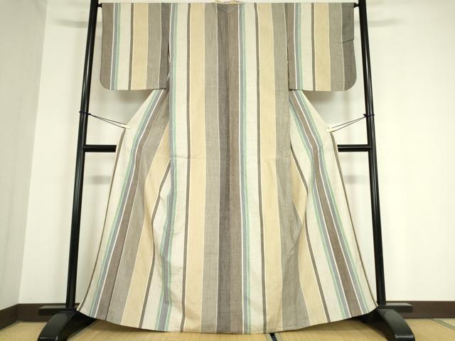 平和屋着物▽結城紬 単衣 奥順 はたおり娘 間道 100亀甲 正絹 逸品 DAAX3082az