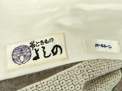 平和屋着物▽結城紬 単衣 奥順 はたおり娘 間道 100亀甲 正絹 逸品 DAAX3082az