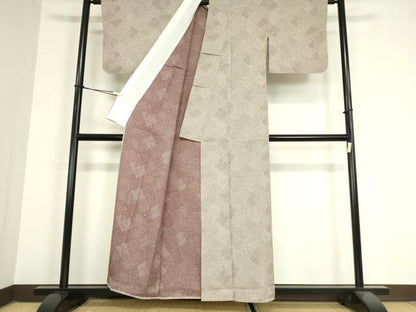 平和屋着物▽江戸小紋 単衣 お召地 吉祥花切嵌め文様 正絹 逸品 未使用 DAAX3086az