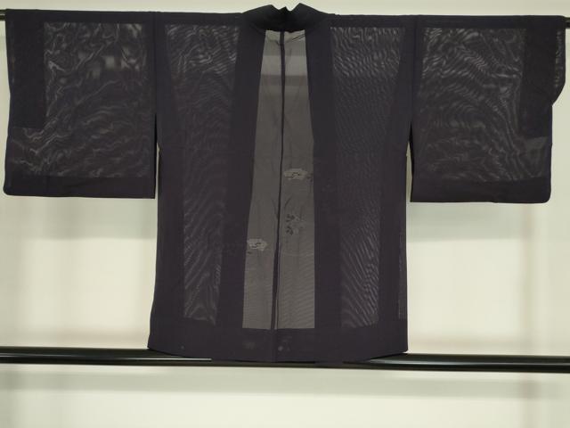平和屋着物▽羽織 スリーシーズン 春夏秋 塵除け 絽 地紙花文 深紫色 正絹 逸品 DAAX3089az