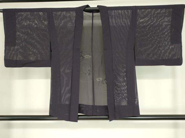 平和屋着物▽羽織 スリーシーズン 春夏秋 塵除け 絽 地紙花文 深紫色 正絹 逸品 DAAX3089az