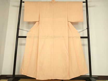 平和屋着物▽上質な色無地 単衣 霞地紋 赤香色 正絹 逸品 DAAX3111az