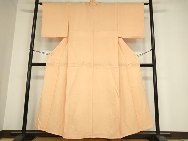 平和屋着物▽上質な色無地 単衣 霞地紋 赤香色 正絹 逸品 DAAX3111az