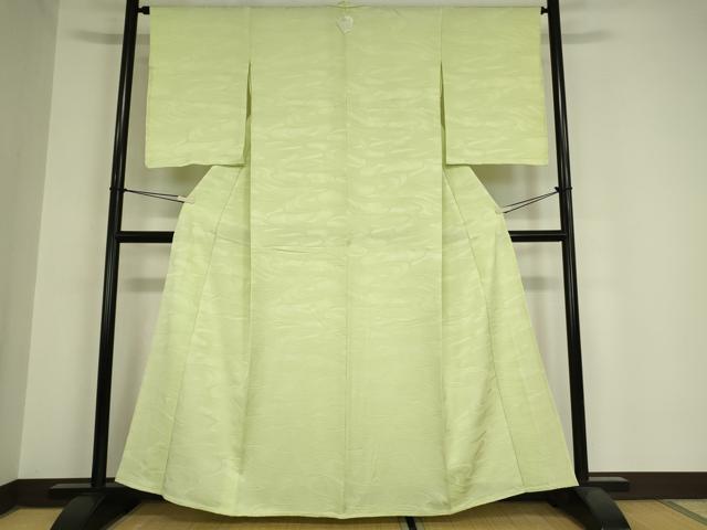 平和屋着物▽上質な色無地 単衣 流水地紋 若芽色 正絹 逸品 未使用 DAAX3113az