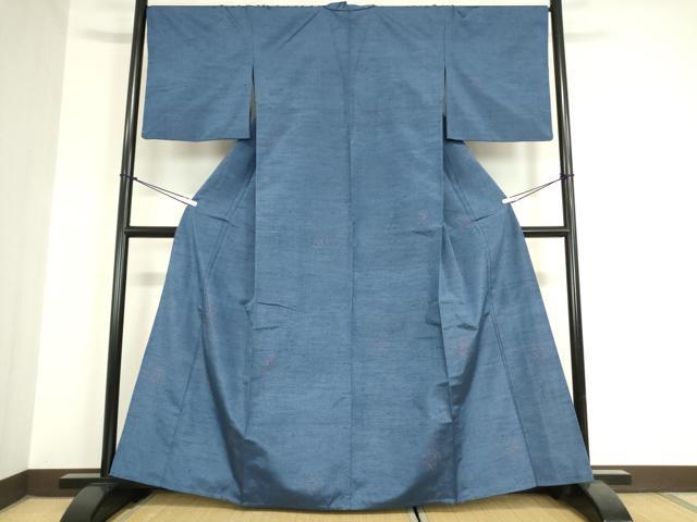 平和屋着物▽上質な紬 単衣 菱文 正絹 逸品 DAAX3115az