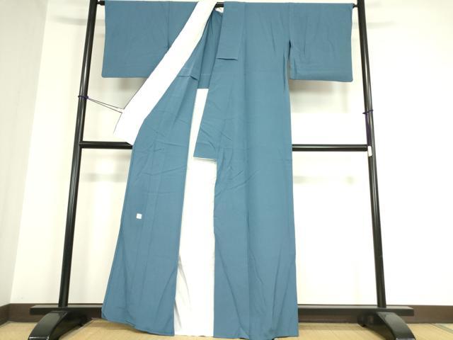 平和屋着物▽本加賀友禅作家　梶山伸監修　色無地　単衣　藍色　正絹　逸品　DAAX3118az