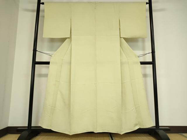 平和屋着物▽上質な色無地 単衣 石畳地紋 女郎花色 三越扱い 正絹 逸品 DAAX3120az