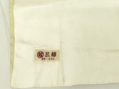 平和屋着物▽上質な色無地 単衣 石畳地紋 女郎花色 三越扱い 正絹 逸品 DAAX3120az