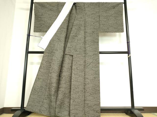 平和屋着物▽上質な紬 単衣 雲重ね文 正絹 逸品 未使用 DAAX3124az