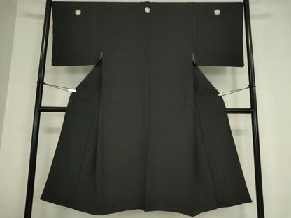 平和屋着物▽男性　黒紋付　単衣　正絹　逸品　未使用　DAAX3134az