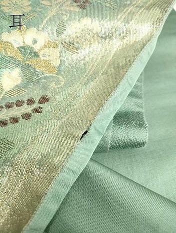 平和屋着物▼六通柄袋帯　格子花文　金糸　正絹　逸品　DAAX3254az