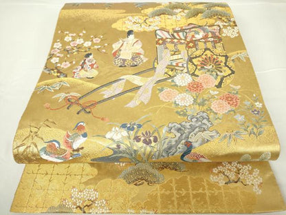 平和屋着物●西陣 長嶋成織物 ながしま帯 六通柄袋帯 唐織 本金箔 離宮泰平 瀞金錦 正絹 逸品 DAAX3548az