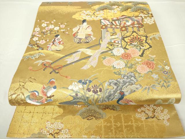 平和屋着物●西陣 長嶋成織物 ながしま帯 六通柄袋帯 唐織 本金箔 離宮泰平 瀞金錦 正絹 逸品 DAAX3548az