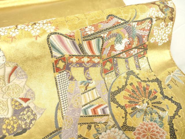 平和屋着物●西陣 長嶋成織物 ながしま帯 六通柄袋帯 唐織 本金箔 離宮泰平 瀞金錦 正絹 逸品 DAAX3548az