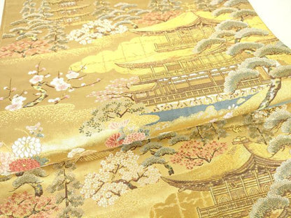 平和屋着物●西陣 長嶋成織物 ながしま帯 六通柄袋帯 古都の春秋 本金箔 瀞金錦 正絹 逸品 DAAX3565az