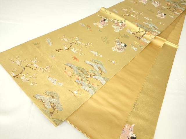 平和屋着物●西陣 長嶋成織物 ながしま帯 六通柄袋帯 童子の調 本金箔 瀞金錦 正絹 逸品 DAAX3874az