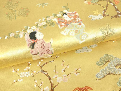 平和屋着物●西陣 長嶋成織物 ながしま帯 六通柄袋帯 童子の調 本金箔 瀞金錦 正絹 逸品 DAAX3874az