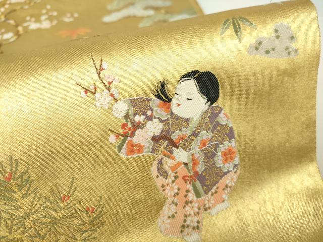 平和屋着物●西陣 長嶋成織物 ながしま帯 六通柄袋帯 童子の調 本金箔 瀞金錦 正絹 逸品 DAAX3874az