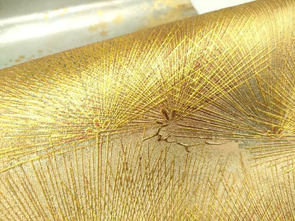 平和屋着物▼六通柄袋帯　若松葉　金彩　引箔　正絹　逸品　DAAX3597az
