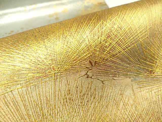 平和屋着物▼六通柄袋帯　若松葉　金彩　引箔　正絹　逸品　DAAX3597az