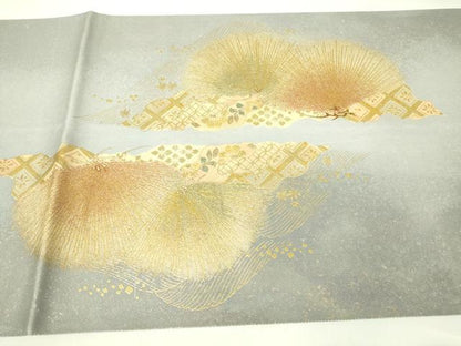 平和屋着物▼六通柄袋帯　若松葉　金彩　引箔　正絹　逸品　DAAX3597az