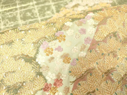 平和屋着物▼六通柄袋帯 唐織 花松文 金糸 正絹 逸品 DAAX3611az