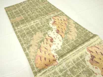 平和屋着物▼六通柄袋帯 唐織 花松文 金糸 正絹 逸品 DAAX3611az
