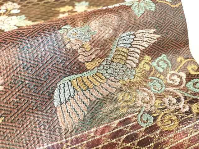 平和屋着物▼六通柄袋帯 鳳凰牡丹文 金糸 正絹 逸品 DAAX3650az