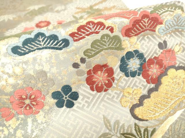 平和屋着物▼六通柄袋帯 唐織 江戸小袖 錦繍松文 金糸 正絹 逸品 DAAX3654az