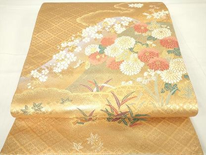 平和屋着物▼六通柄袋帯 装華 吉祥籬花文 金銀糸 正絹 逸品 DAAX3661az